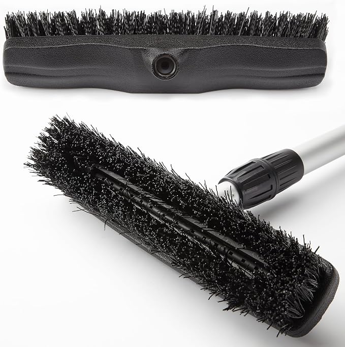 2PACK of Black Bristle(Hard) 12.2" Cleaning Path Outdoor Water Push Floor Broom Black Bristles for Hard Floor Cleaning Yard Deck