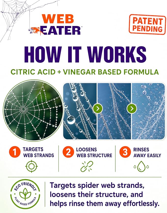 ™ Advanced Outdoor Spider Web Dissolver & Spider Repellent — 32 oz Concentrated Formula with Sprayer — Pet Friendly Long-Lasting Spider Control Up to 6 Months