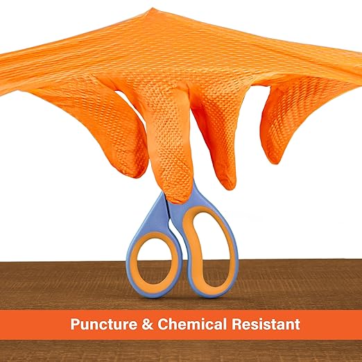 1st Choice 6 mil Orange Gloves, Disposable, Latex Free, Raised Diamond Grip, Mechanic Glove for Men, XXLarge, 2 Boxes of 100