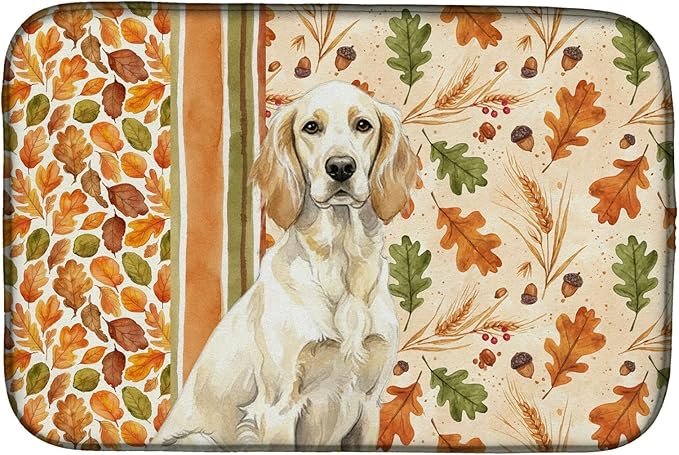 Caroline's Treasures Lemon Belton English Setter Heirloom Fall Dish Drying Mat Absorbent Dish Drying Mat Pad for Kitchen Counter Dish Drainer Mat for Countertop, 14 x 21", Multicolor