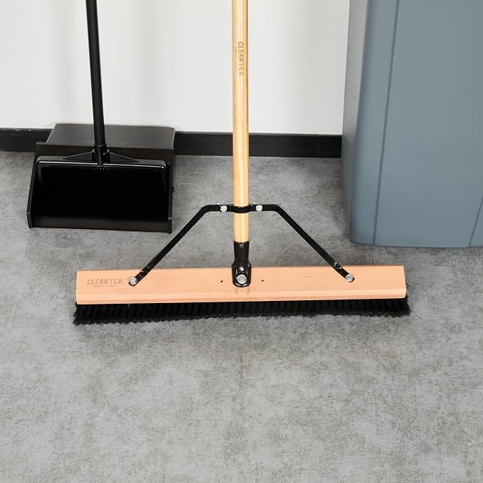 Restaurantware-BROOM HEAD ONLY: Clean Tek Professional 24-Inch Broom Head, 1 Heavy-Duty Push Cleaning Tool - Handle And Brace Sold Separately, Fine Plastic Bristles, Wooden, Commercial Use
