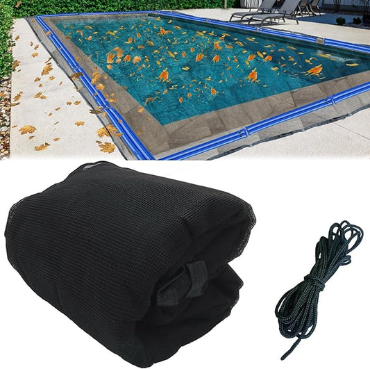 20x40 Ft Pool Leaf Net Cover For Inground Pools/Above Ground, Durable Black Mesh Swimming Pool Leaf Net Cover With Rope For Leaves and Debris, Tear Resistant, UV Resistant, and Reatherproof (20×40 Ft)
