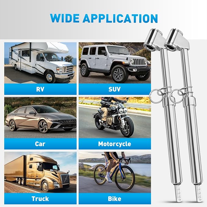 Nilight Dual Head Tire Pressure Gauge Heavy Duty Truck Air Chuck Range 10-150PSI 1-10Bar Tire Pressure Checker Straight-On Tire Air Gauge Extended Tube for Semi Truck, RV, Car, Motorcycle