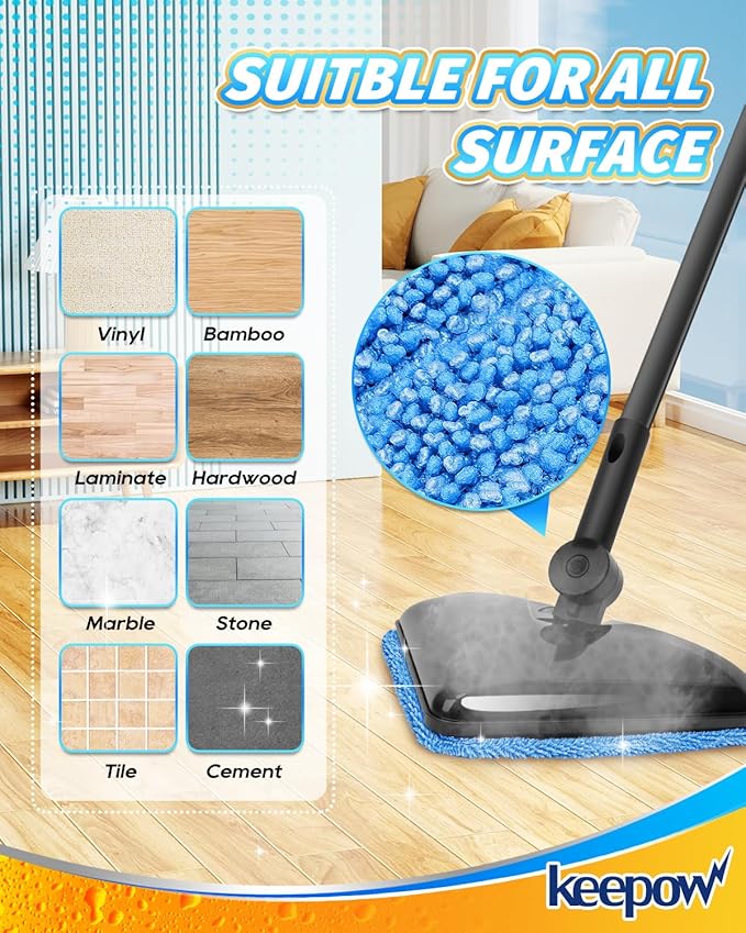 KEEPOW 4+10 Pack Reusable Steamer Mop Pads, Compatible with Wagner 905e, 915e and 925e Steamers(Mop is Not Included)