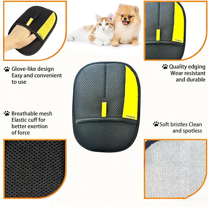 Electrostatic Pet Hair Removal Gloves: Quick Wiping - Reusable & Washable for Sofa Clothing Pet Beds Effortless Cats & Dogs Hair Remover for Busy Pet Owners (4pcs-Black)