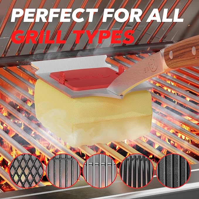 ENLOY Grill Brush Bristle Free Replacement Head, Grill Replaceable Cleaning Head, Safe Barbecue Steam Grill Brush Head for Stainless Steel Grills, Gas, Cast Iron, Charcoal, Ceramic and more(No Handle)