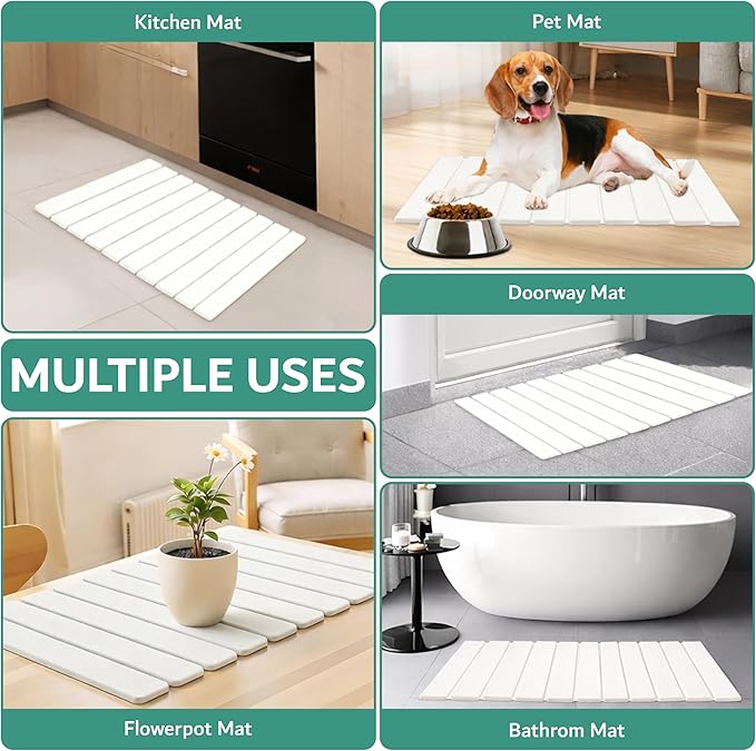 Stone Dish Drying Mat for Kitchen Counter - 23x15 Large Quick Dry Stone Mat Kitchen, Absorbent Diatomaceous Earth Kitchen Drying Mats for Countertops, Fast Drying Stone Sink Mat for Dishes and Cups