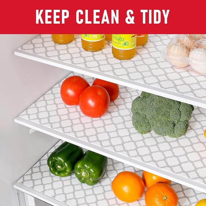 Cooyes Non Slip Refrigerator Liners, 2-in-1 Fridge Mats and Fresh-Keeping Shelf Liners, Absorbs Excess Moisture, BPA-Free, Multiple Sizes for Glass Shelves Kitchen Cabinets Drawers, 12" x 360"