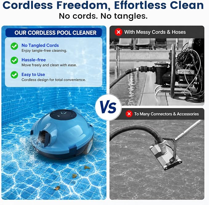 Y10 Robotic Pool Cleaner,Cordless Pool Vacuum with 90 Mins Runtime
