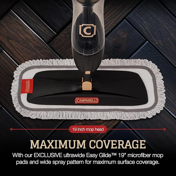 CAMPANELLI Pro Series Spray Mops for Floor Cleaning - Long-Lasting Durable Microfiber Mop with 2 Easy Glide Pads & Solution Tank for Hardwood Laminate, Tile and Vinyl Floors | 19" Wide