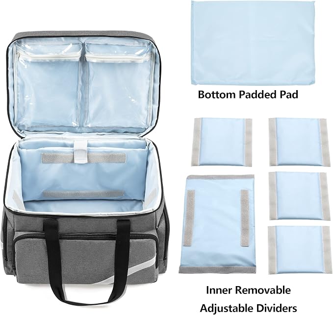 Trunab Rolling Medical Bag with Detachable Trolley, Nurse Rolling Bag with Removable Dividers 15.6" Laptop Sleeve, First Aid Responder Bag Empty for Home Health Nurses, Doctors, EMT, EMS