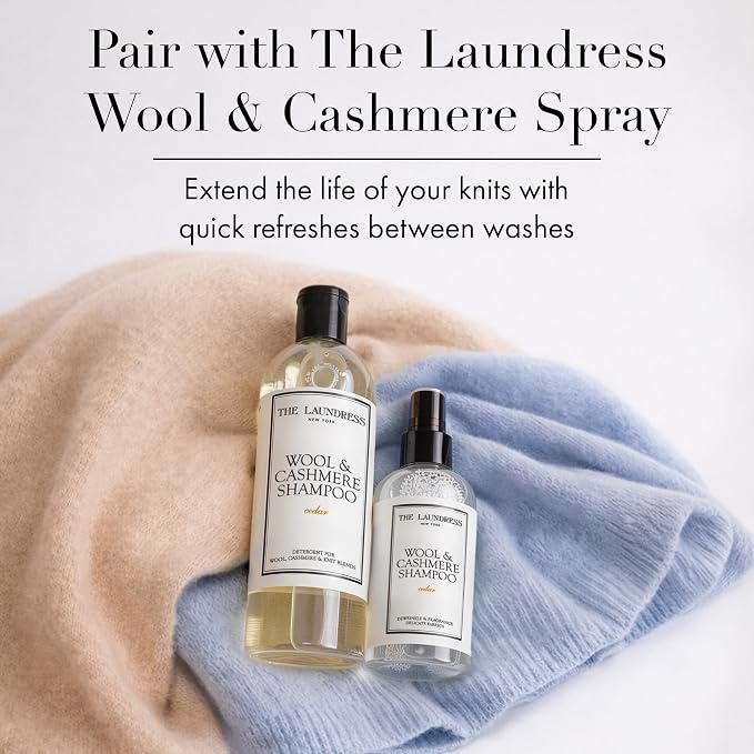 The Laundress Wool & Cashmere Shampoo, 31 Loads, Concentrated Luxury Liquid Laundry Detergent, Cedar Scent, Cold-Water Hand or Machine Wool Wash for Delicate Merino, Mohair & Knit Blends, Pack of 2