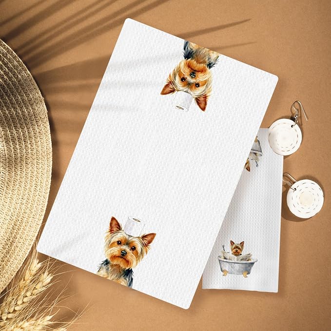 Funny Yorkshire Terrier Bathroom Decor Hand Towels, Yorkshire Terrier Mom Gifts, Gifts forYorkshire Terrier Lovers, Kids Dog Bathroom Decor, 16x24 Inch Set of 3