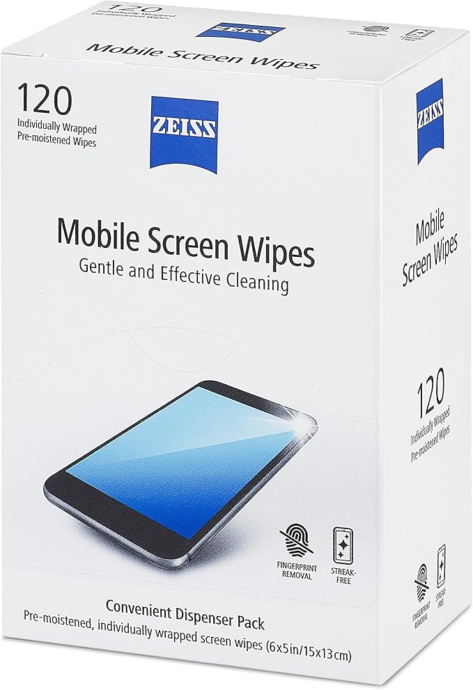 ZEISS Pre-Moistened Wipes, Screen Cleaner, 120 Count (Pack of 8)