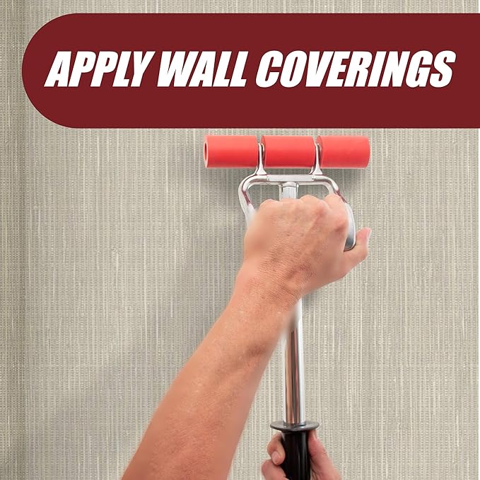 Extendable Heavy Duty Floor and Wall Roller for Laminate, LVP, Veneer, Linoleum, Carpet, Tile and Wall Coverings 7-1/2 Wide with a 17 inch Handle That Extends to 27 inches,FBA-2214