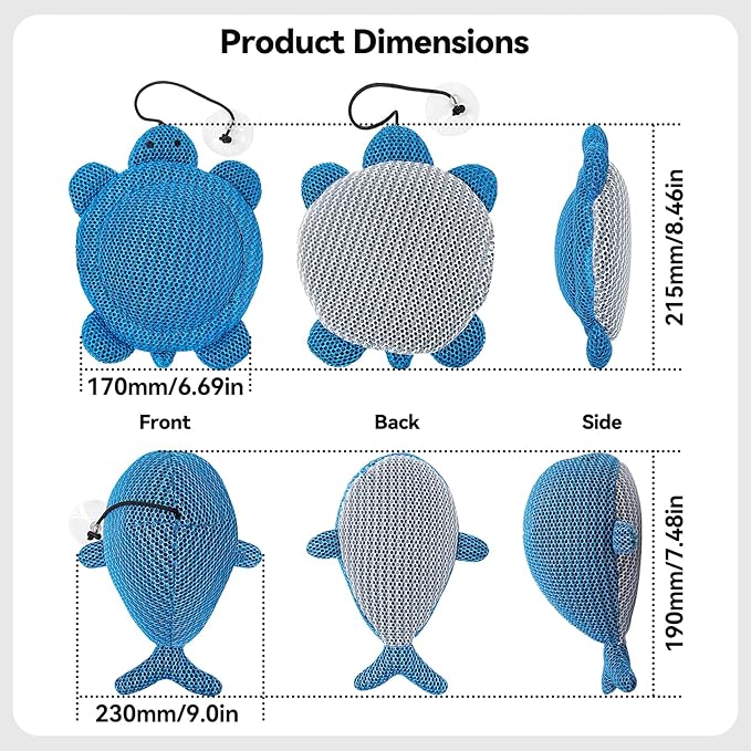 Hot Tub Scum Absorber Sponges Keep Water Clean & Clear- Reusable Oil Absorbing Spa Cleaner with 3D Honeycomb Design, Hot Tub Accessories 2-Pack Turtle & Seal