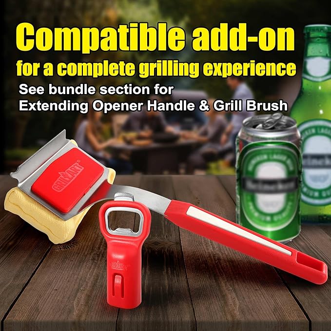 Bristle-Free Grill Brush with Water Soak Basin & Built-in Bottle Opener