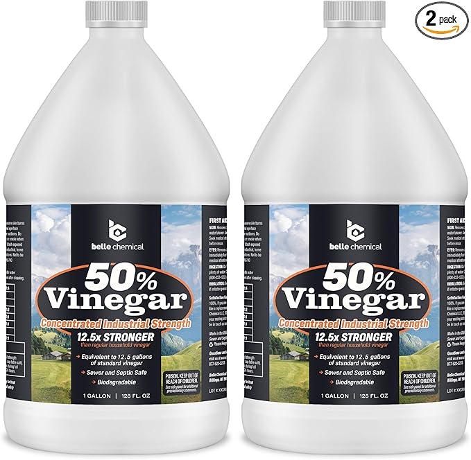 Belle Chemical 50% Pure Concentrated Vinegar – 12.5x Stronger – Indoor and Outdoor Cleaner (1 Gallon) (2)