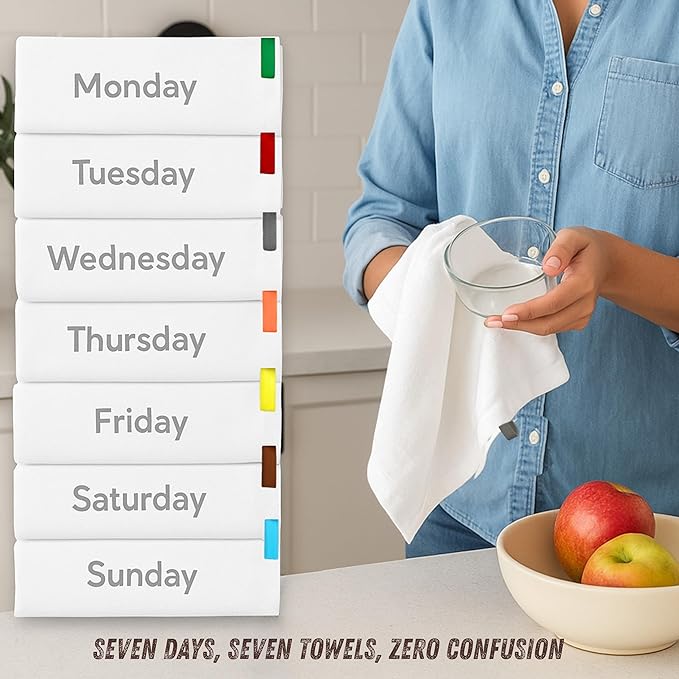 Flour Sack Towels| Tea Towel for Crafts| Kitchen Towels Cotton Blank Towel for Embroidery Baking Bread Proofing Linen Cover | Super Absorbent Dish Towels with Color Hanging Loops 7 Pack 28"x28" White