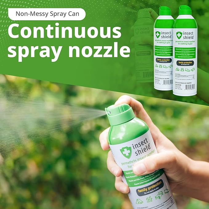 Insect Shield Premium Permethrin Spray - Tick, Flea, Fly, Mosquito, Chigger, Spider & Bed Bug Repellent for Clothing, Gear, Furniture, & Tents, Lasts up to 60 Days, Clear, 18 Oz Aerosol