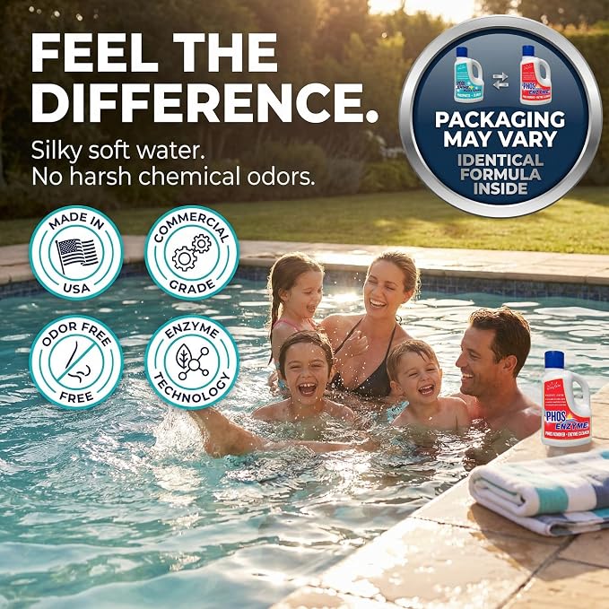 Pool Phosphate Remover and Pool Clarifier Enzyme, Weekly Pool Treatment, Saltwater Safe Pool Chemicals for Inground & Above Ground Pools, 3 Liter – BubbyShine