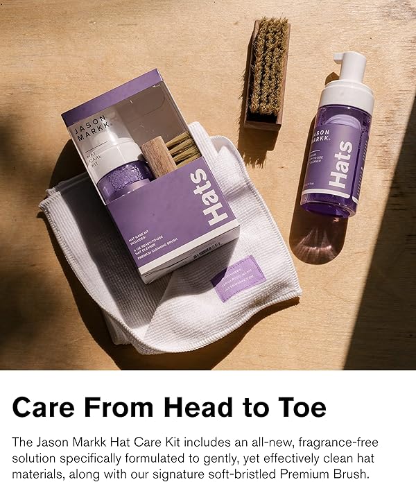 Jason Markk Hat Care Kit & Quick Wipes Bundle, Shoe & Sneaker Cleaner, Ready-To-Use Foam Hat Cleaner & Delicates Brush w/ 30-Pack of Wipes, Safe for Leather, Suede, Nubuck, Cotton, Knits