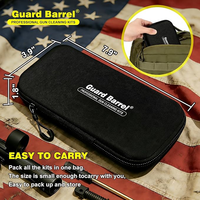 Gun Cleaning Kit for .22 .223Cal .22LR, 5.56 Cleaning kit with 30ml Gun Cleaning Oil, Gun Cleaning Snake, Cleaning Swabs, Bronze Bore Brush and Brass Jag Adapter with Portable Case