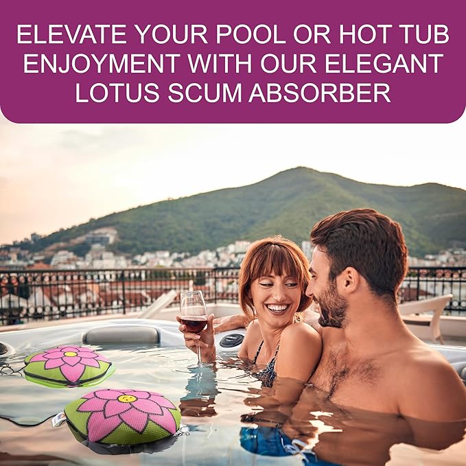 Lotus Hot Tub Scum Absorber, 2 Pack Reusable Hot Tub Oil Absorbing Sponge, Pool Scum Absorber, Keeps Water Clean, Essential Hot Tub Accessories for Adults and Kids