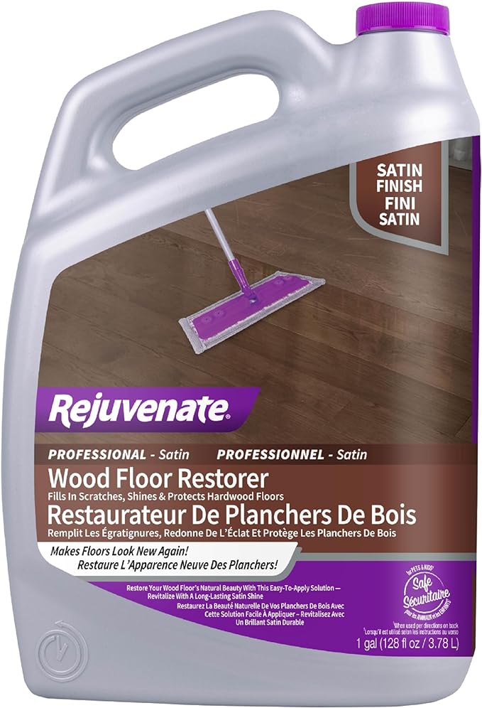 Rejuvenate Professional Wood Floor Restorer Fills Scratches, Seals And Protects Wood Flooring For A Matte Satin Finish, 1 Gallon