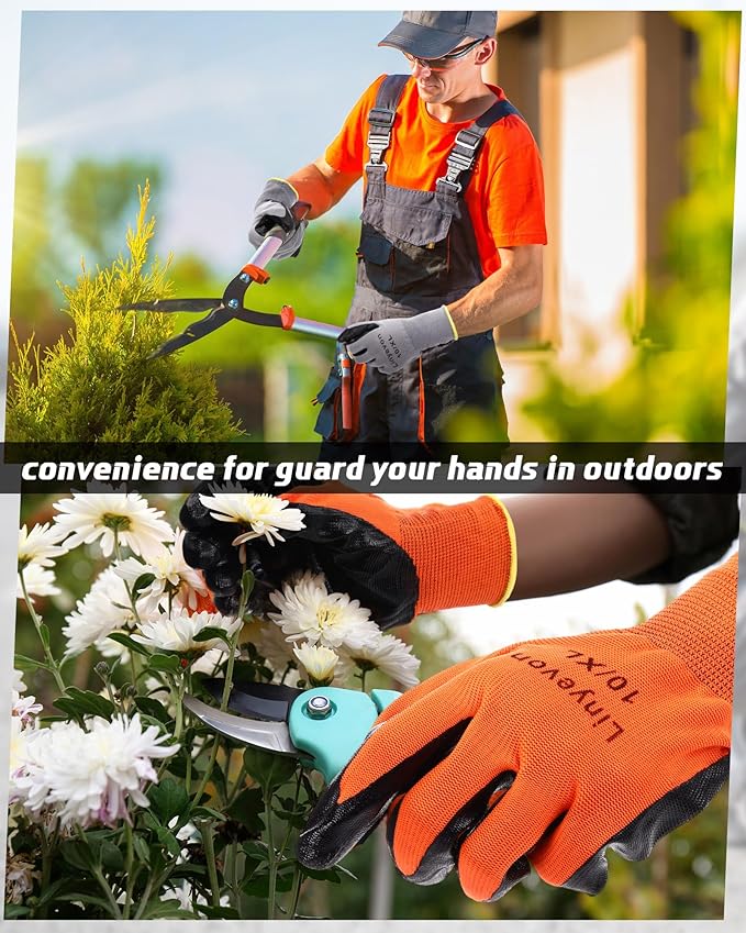 Maxcheck PU Coated Gloves Bulk, Reusable Rubber Safety Gloves for Men Women Work Warehouse, Mechanic, Woodworking