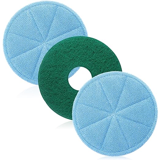 Batiyeer 3 Pack 12" Commercial Microfiber Carpet Bonnet Mopping Buffing Pad Floor Machine Pads Compatible with BGEM9000, ORB550MC Floor Machines, and Orbiter Pads 437053 (Blue,Green)