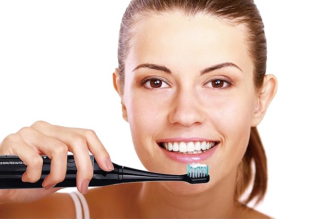 Pursonic S750 Sonic Toothbrush (Black) — Smart Series Electronic Power Rechargeable Battery Toothbrush for Adults — 12 Bonus Brush Heads