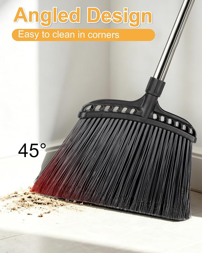 Outdoor Broom,Masthome Heavy Duty Broom,56" Brooms for Sweeping Outdoor,Angle Commercial Brooms with Hard Bristles, for Kitchen Home Office Garage Courtyard Lobby Lawn Concrete