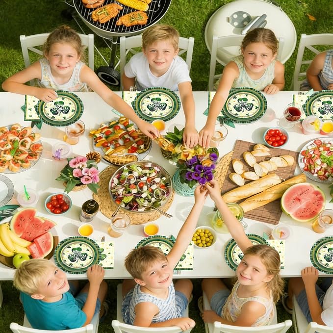 150pcs St. Patrick's Day Party Supplies,Shamrock Paper Plates and Napkins Set for St. Patrick's Day Party Decorations,Serve 50 Guests