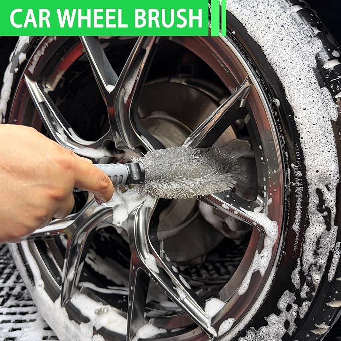 14Pcs Car Wash Kit, 62'' Car Wash Brush with Long Handle, Microfiber Scratch-Free Carwash Brush Mop Mitt Kit Car Car Washing Supplies Cleaning Kit for Cars RV SUV Truck Boat Green