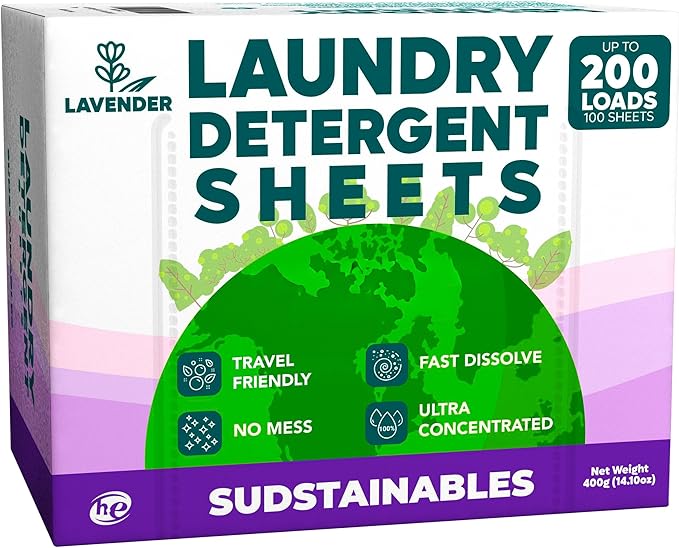 100 Sheets Laundry Detergent Bundle Fresh Linen, Lavender, Unscented, and Lemon
