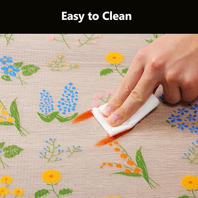 INNOLITES Shelf Liners for Kitchen Cabinets Non-Adhesive Drawer Liner with Floral, Waterproof Durable Easy to Clean, for Refrigerator, Shelves (Colorful Floral, 23.6" x 240")