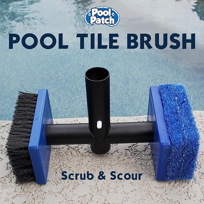 Pool Tile Brush Scrubber 2-in-1 Scrub and Scour Waterline Tile Scale Cleaner - Easily Clean Swimming Pool Tiles Flip Brush