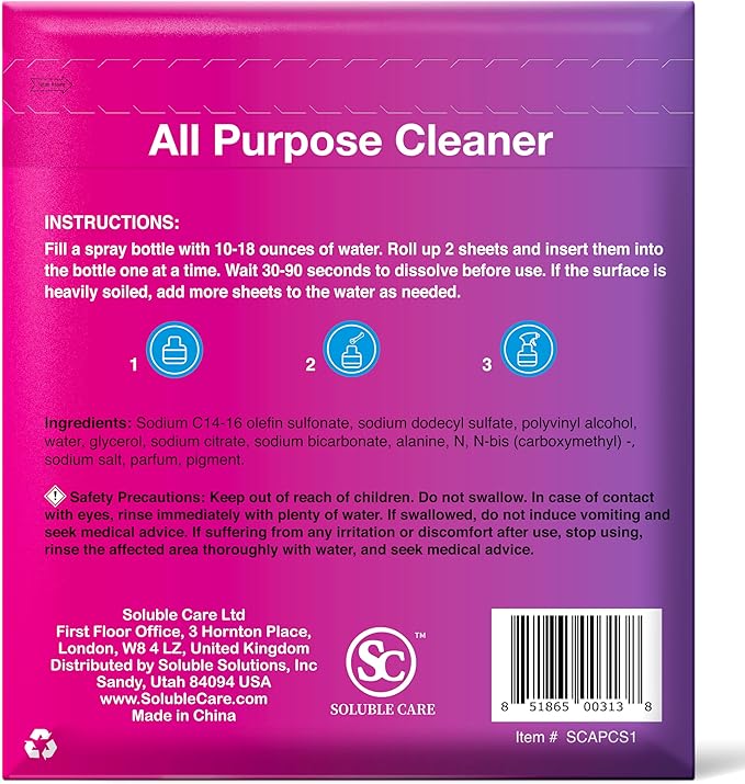 All Purpose Lemon Scent Cleaning Sheets + Bonus Sample Pack (Multi-Surface Earth-Friendly Solution for Kitchen, Bathroom, Home & Office), 10-Pack