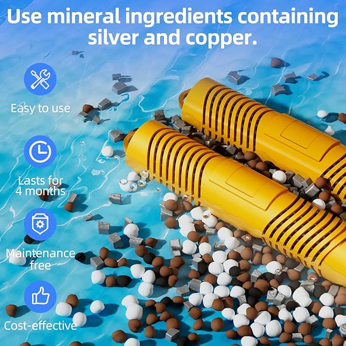 vibement Spa Mineral Sticks for Hot Tub, Hot Tub Mineral Stick Filter Cartridge, with 4 Months Lifetime Universal for Pool and Hot Tub to Keep Water Clear(2pcs, Yellow)
