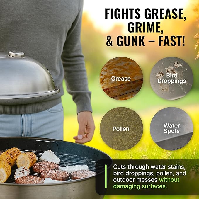 Citrusafe BBQ Grill Cleaner Spray, Exterior Cleaner, 3 CT Grill Scrubbers, and Microfiber Towel
