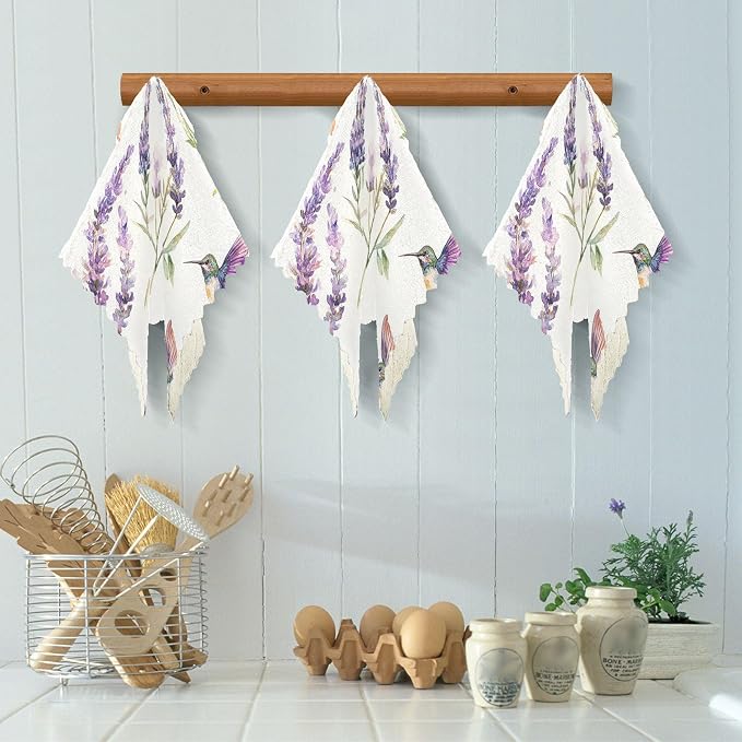Lavender Hummingbird Kitchen Towels Dish Cloths Set of 6 Microfiber Cleaning Cloths for Cars Super Absorbent Machine