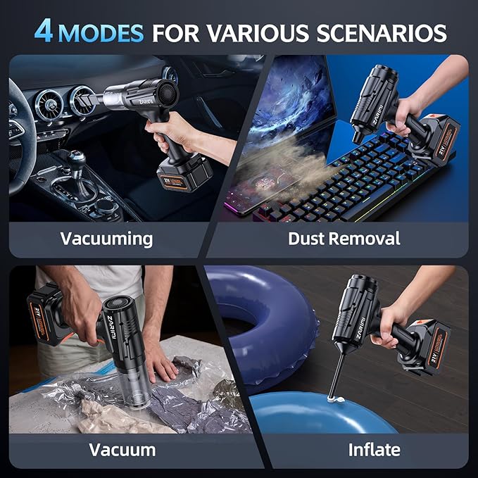 Handheld Cordless Vacuum Cleaner - 50000Pa High-Power Brushless Motor, Rechargeable Car Vacuum with 2 Batteries & Charger, 6-in-1 Portable Vacuum Cleaners for Home, Pet Hair, Keyboard, Black
