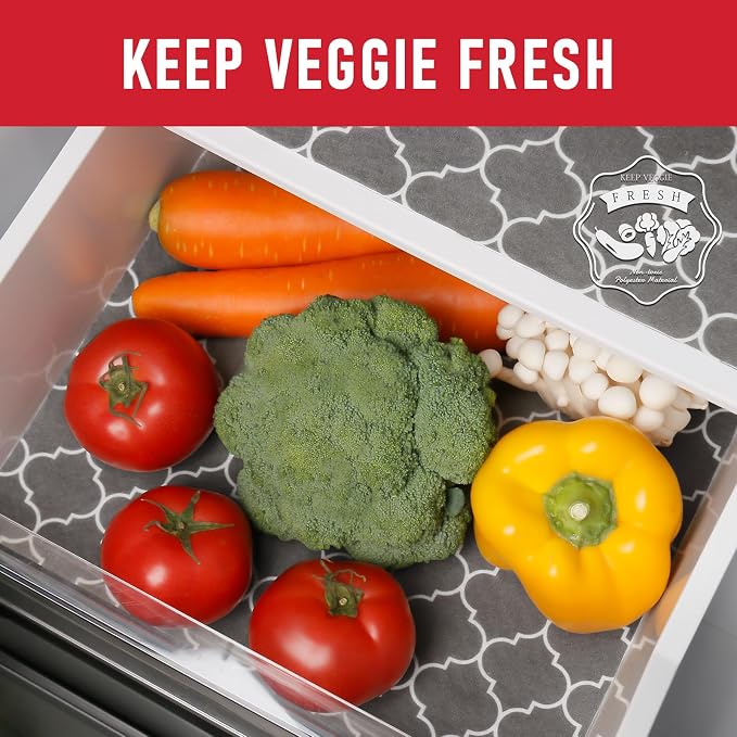 Cooyes Refrigerator Liners, Non-Slip Fridge Liners Washable, Absorbent Refrigerator Shelf Liner for Kitchen Cabinets, Non-Adhesive Refrigerator Mats Fridge bin Liners 12" x 360", Gray