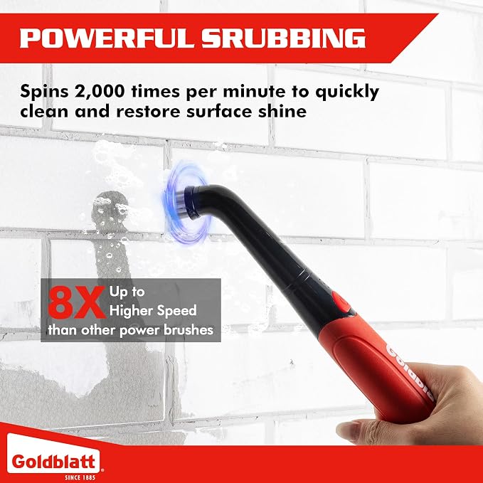 Goldblatt Cordless Electric Spin Scrubber 18-Piece Kit, Power Scrubber with Battery Indicator Light, Waterproof Electric Cleaning Brush for Grout, Tile, Bathroom, Kitchen Cleaning