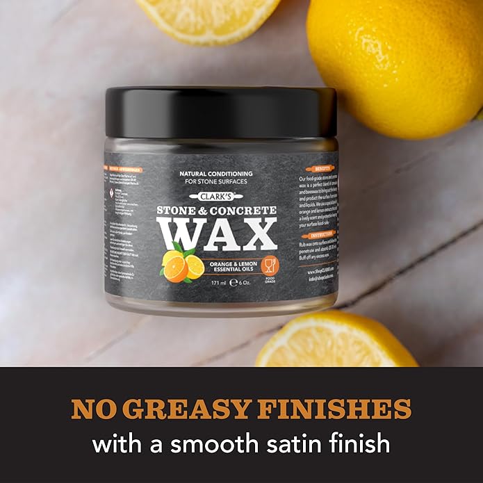CLARK'S Natural Stone Daily Cleaner and Wax Care Kit - Includes Soapstone, Slate, & Concrete Wax, (6oz), Spray (12oz), Applicator, Microfiber Towel & Buffing Pad, Enriched with Lemon & Orange Extract