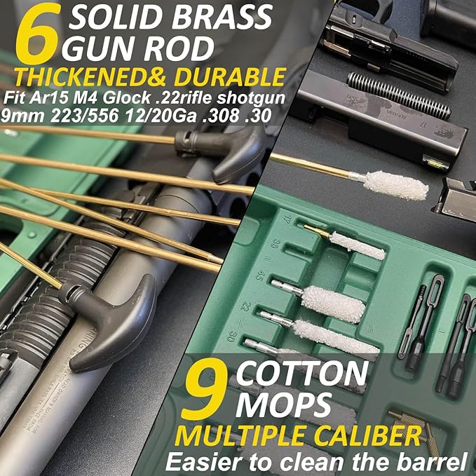 iunio Gun Cleaning Kit, Universal Gun Cleaning Kit for All Caliber Shotgun Pistol Rifle Cleaning Kit with Mat Portable Case
