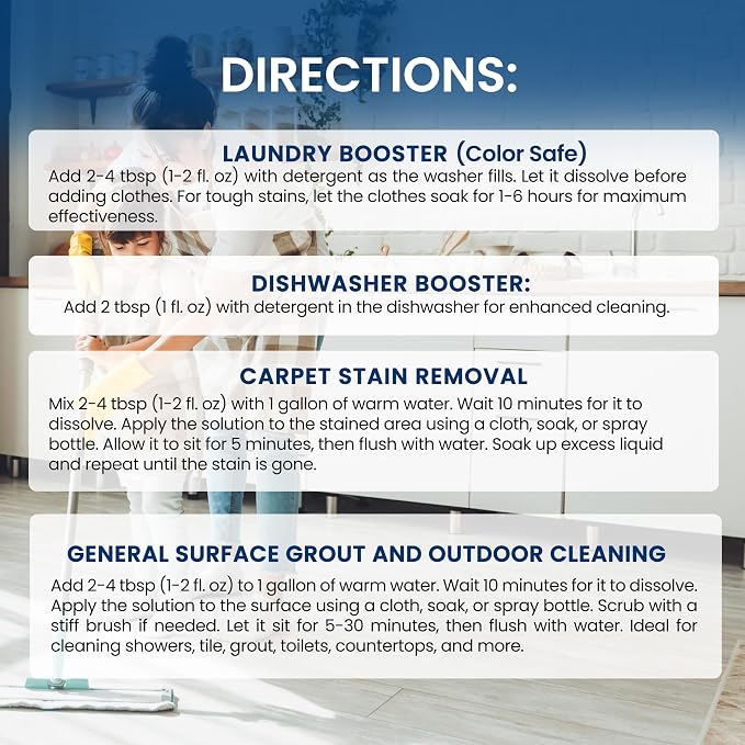Sodium Percarbonate Powder 99% Purity - Oxygen Bleach, Hydrogen Peroxide Release Cleaner for Laundry, Dishwasher, Deodorizing & Stain Removal, Multi-Surface Use, Color-Safe (18 lbs)