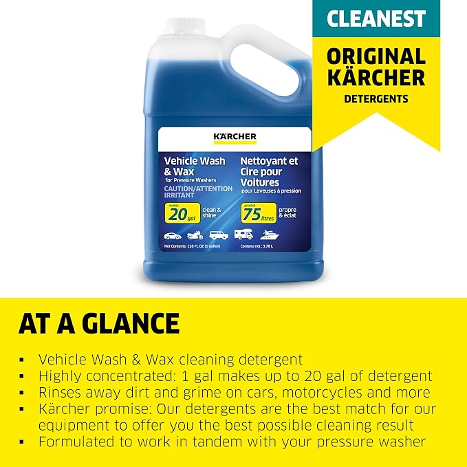 Kärcher 1700 PSI K 2 Electric Pressure Washer Bundle with 26' Hose, 2 Spray Wands, Vehicle Detergent and Wax - 1 Gallon