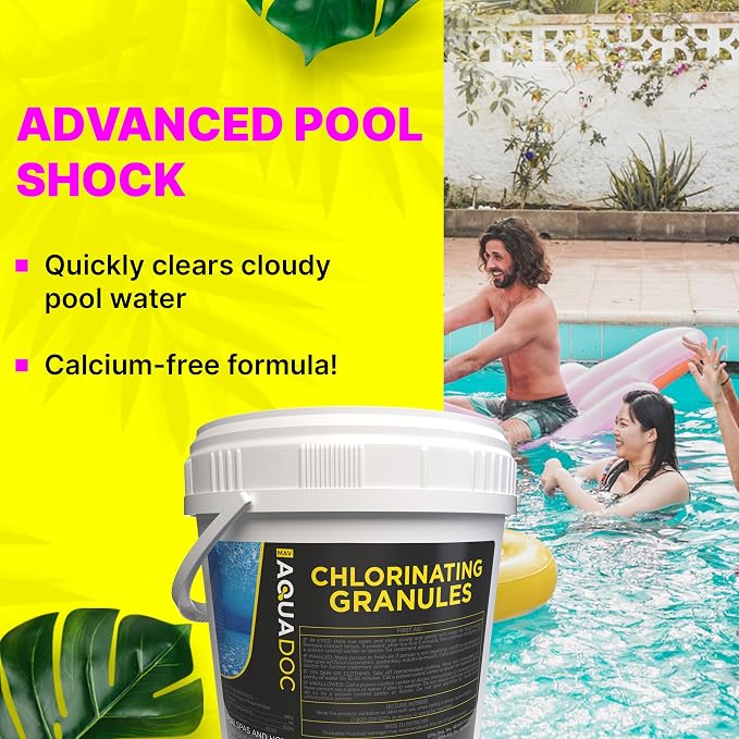 Pool Shock 5lbs – Fast Acting Enhanced Pool Chlorine Shock Treatment for Inground and Above Ground Pools, Saltwater Pools - Made in the USA, AquaDoc